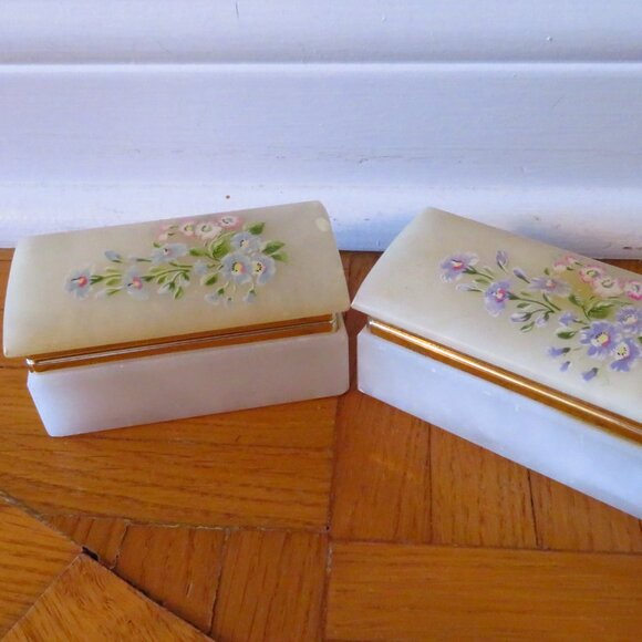 Vintage 1970,Alabaster Jewelry Box,Italian Alabaster,Trinket Box,Dresser Box,Mar - Picture 2 of 9